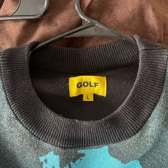 GOLF WANG Men's Retro L BlueGraphic Pullover Knit Cotton Tyler The Creator